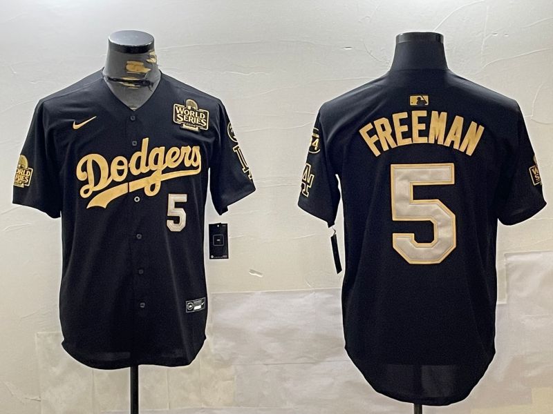 Men Los Angeles Dodgers #5 Freeman Black Gold Game 2024 Nike MLB Jersey style 12021->los angeles dodgers->MLB Jersey